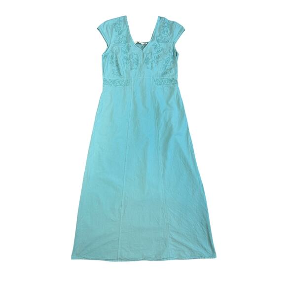 Soft Surroundings Embroidered Maxi Dress Aqua Blue Womens Small - Picture 1 of 10